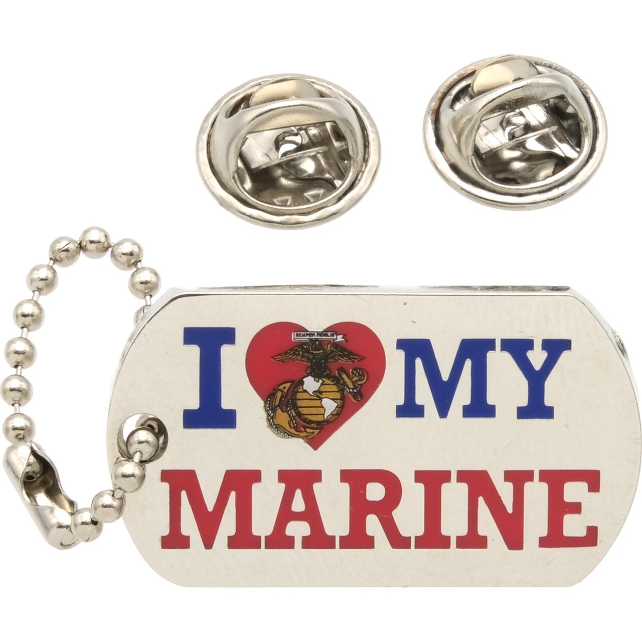 I Love My Marine Dog Tag Pin 1&#x22;